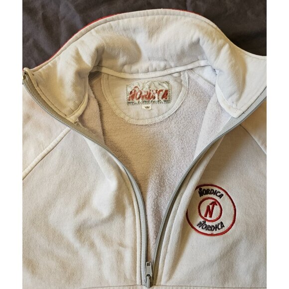 Vintage Nordica 1/2 Zip Fleece Pullover Medium Ski White & Red Made In Canada - Picture 3 of 12